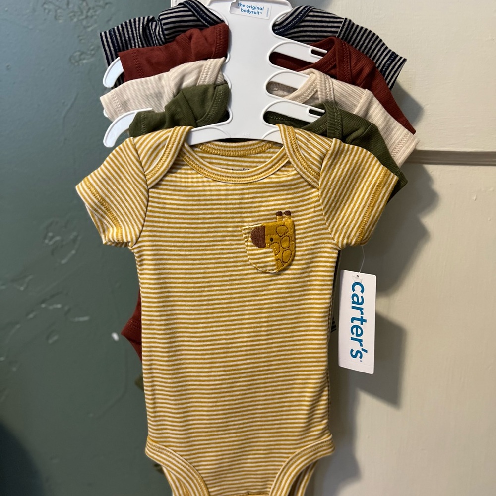 Carter's Yellow Striped Giraffe Baby Bodysuit